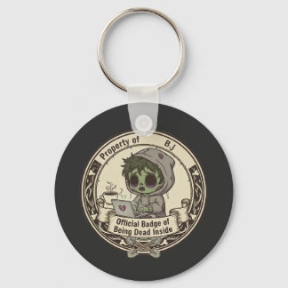 Porte-clés Badge « Mort à l'intérieur » personnalisable