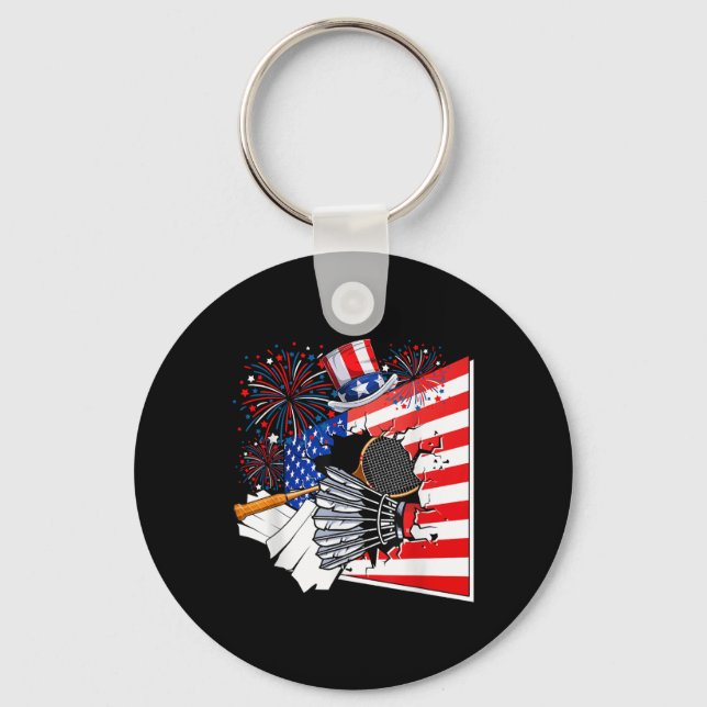 Porte-clés Badminton Equipment Costume American Flag 4th Of J (Recto)