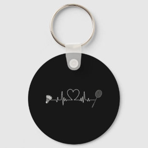 Porte-clés Badminton Heartbeat Funny Badminton