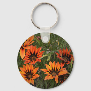 Porte-clés Bague à touches Gazanias orange et noir
