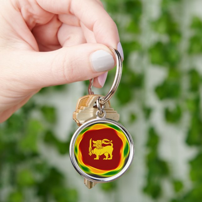 Porte-clés Bague clé du drapeau du Sri Lanka (main)
