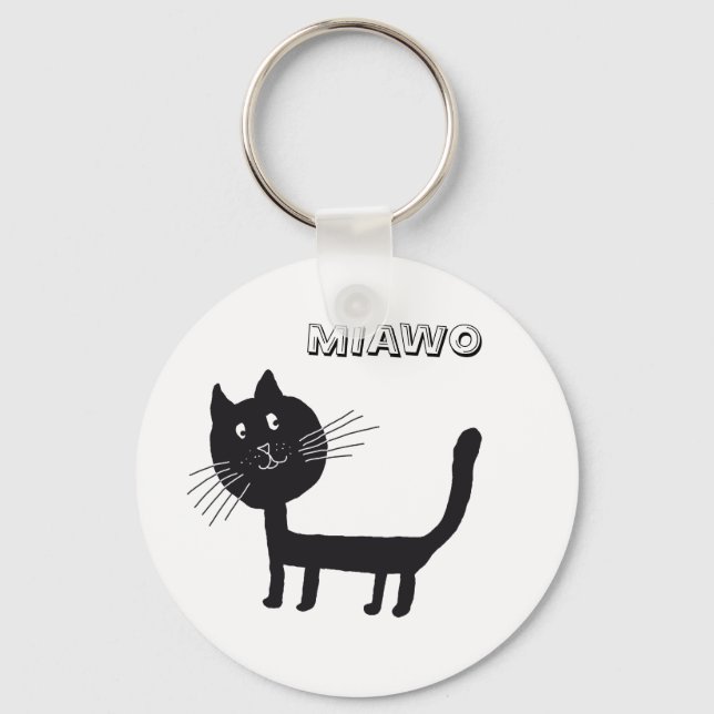Porte-clés Bague de clé amusante du chat noir (Recto)
