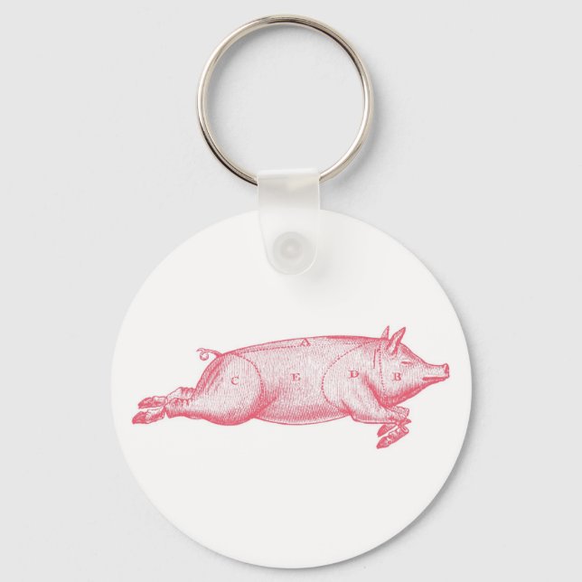 Porte-clés Bague de clé de porc rose (Recto)