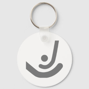 Porte-clés Baguettes grises de hockey sur gazon et logo à bil