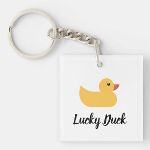Porte-clés Bain de canard en caoutchouc jaune Lucky Canard