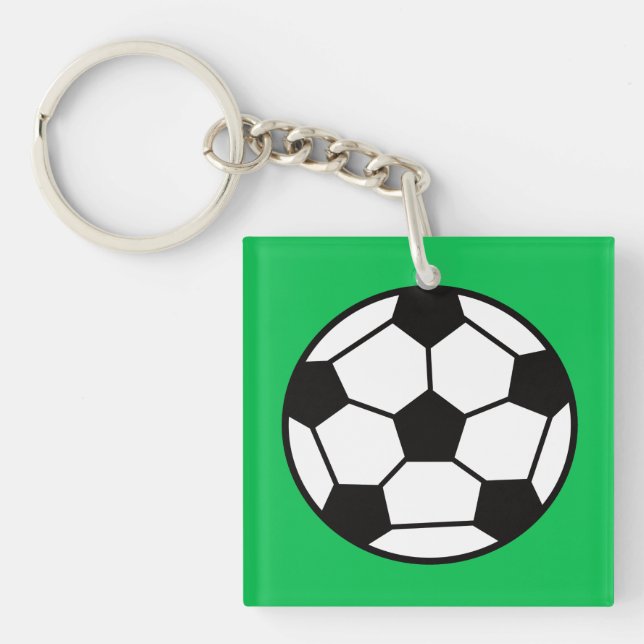 Porte-clés Bal De Football Drôle Sur Arrière - plan Vert (Devant)