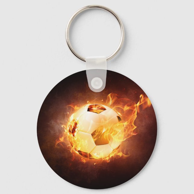 Porte-clés Bal de football en feu (Recto)