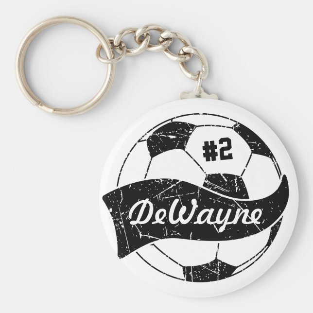 Porte-clés Bal de football Nom et numéro personnalisés (Devant)