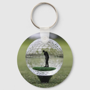 Porte-clés Bal De Golf En Verre Avec Lecteur De Golf À L'Inté