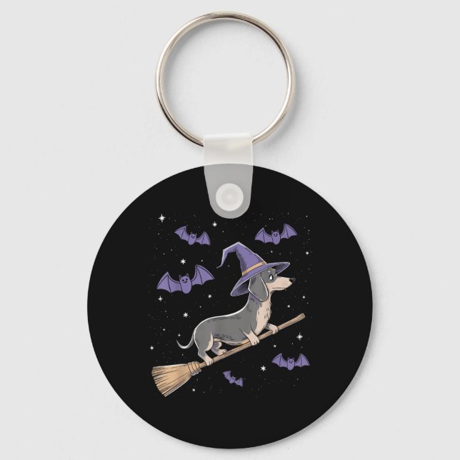 Porte-clés Balai de sorcière drôle Amoureux de Dachshund Enso (Recto)