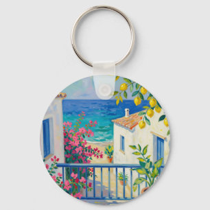 Porte-clés Balcon Méditerranéen Citronnier Bougainvillée Vue