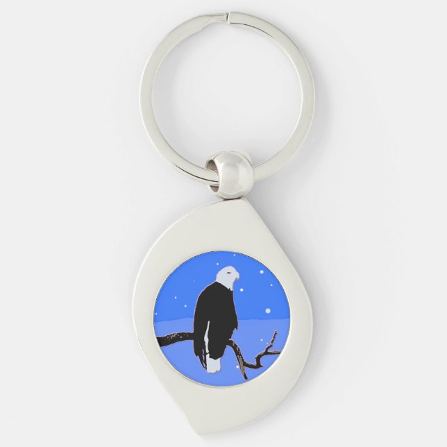 Porte-clés Bald Eagle en hiver - Art original de la faune (Devant)