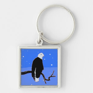 Porte-clés Bald Eagle en hiver - Art original de la faune
