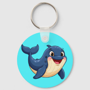 Porte-clés Baleine de dessin animé joyeuse nageant