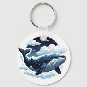 Porte-clés Baleine nuage flottant avec étoiles