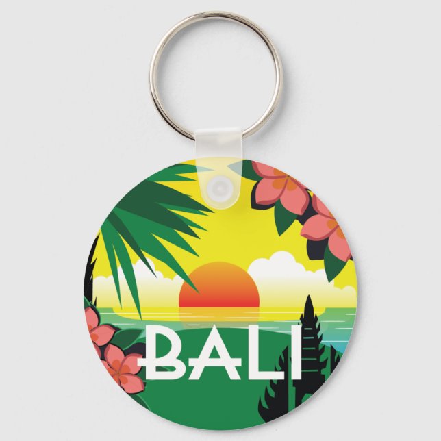 Porte-clés Bali Indonésie memento style voyage vintage (Recto)