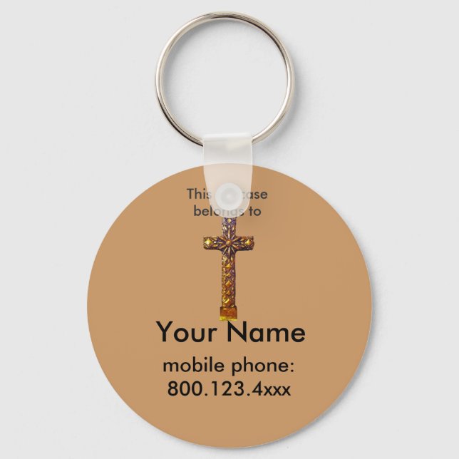 Porte-clés Balise ID de valise Gold Cross (Recto)