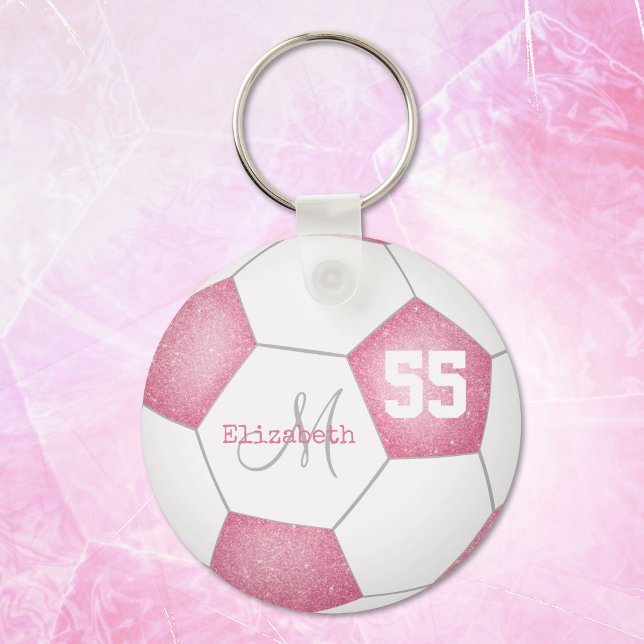 Porte-clés balle de football blanc rose rose (Créateur téléchargé)