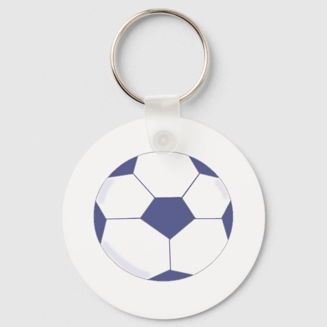 Porte-clés Balle de football - Bleu et Blanc (Recto)