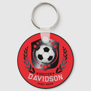 Porte-clés Balle de football rouge et noir pour hommes et gar