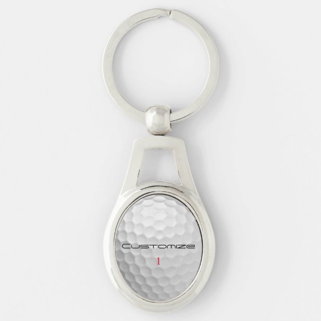 Porte-clés Balle de golf avec texte et numéro personnalisés (Devant)