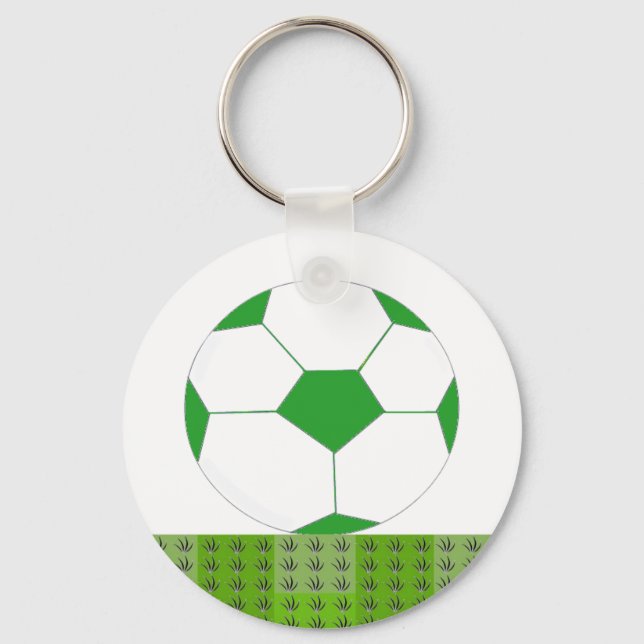Porte-clés Balle de soccer verte et blanche (Recto)