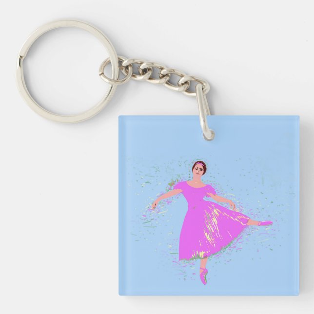 Porte-clés Ballerina Danseuse Magenta Rosée (Devant)