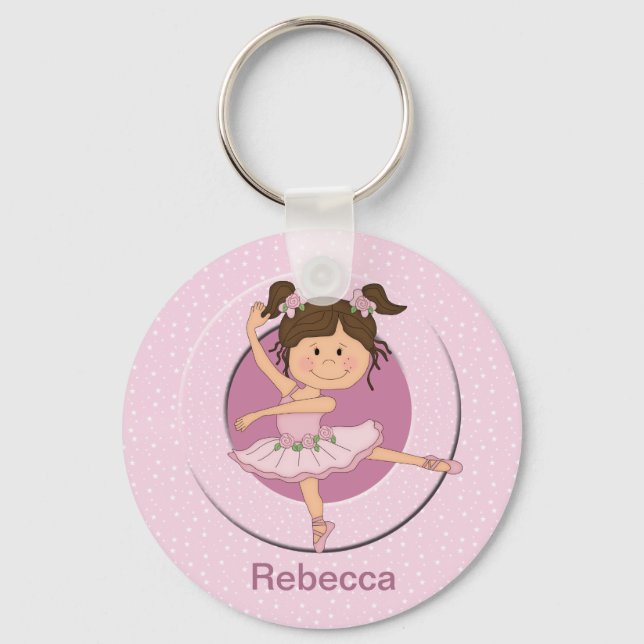 Porte-clés Ballerina rose mignon personnalisée (Recto)