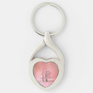Porte-clés Ballerina rose sur les orteils Bague à clé métalli