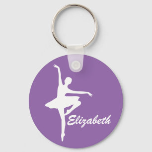 Porte-clés Ballerina violette personnalisée