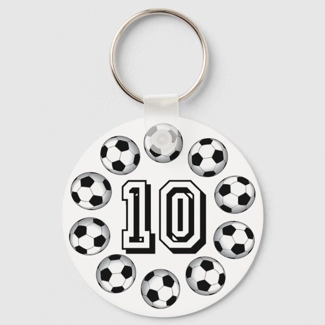 PORTE-CLÉS BALLES DE FOOTBALL ET NUMÉRO 10 (Recto)
