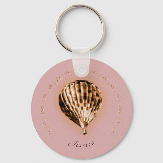 Porte-clés Ballon à air chaud rose Gold avec nom et rouleaux