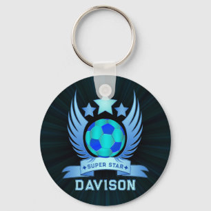 Porte-clés Ballon de Football Bleu Néon Cadeaux de Sport Co