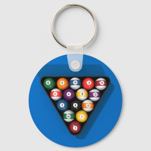 Porte-clés Ballons de billard sur Billard à flancs bleus Tabl