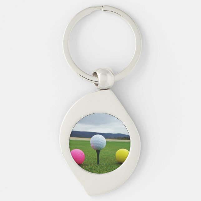 Porte-clés Ballons de golf JAUNE, ROSE ET BLANC (Devant)