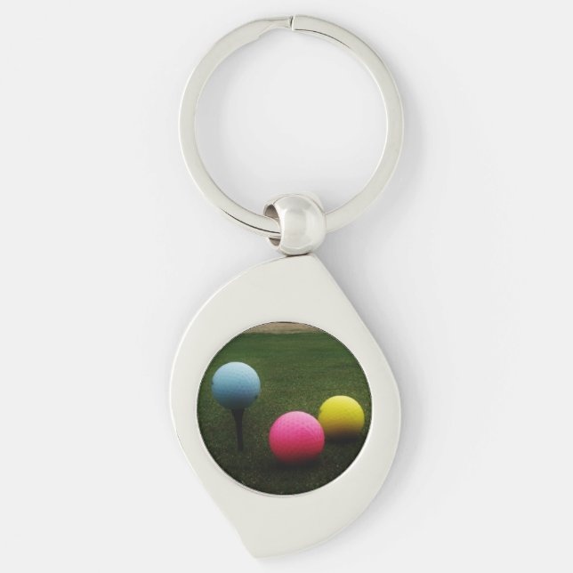 Porte-clés Ballons de golf JAUNE, ROSE ET BLEU (Devant)