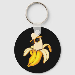 Porte-clés Banane jaune géante portant des lunettes de solei