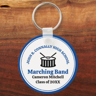 Porte-clés Bande de Marching du lycée bleu personnalisable