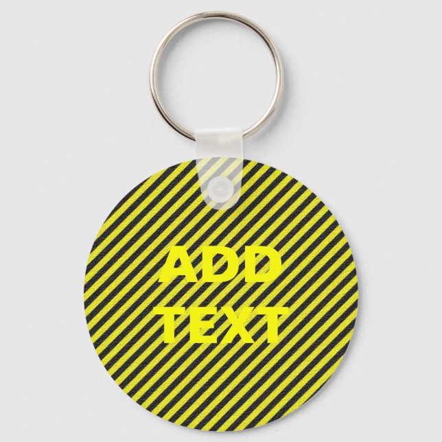Porte-clés Bandes diagonales minces en noir et jaune (Recto)