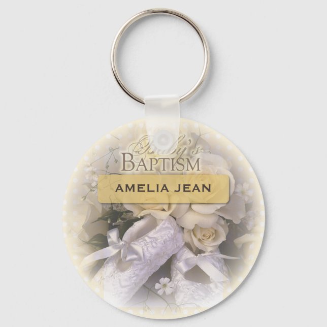 Porte-clés Baptême de bébé Neutre, Personnalisé, Personnalise (Recto)