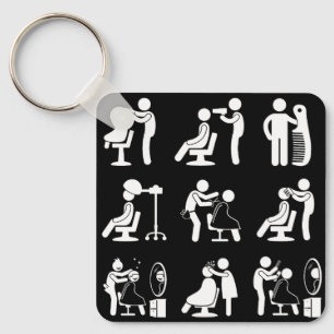 Porte-clés Barbershop Barber et coiffeur Salon Routine