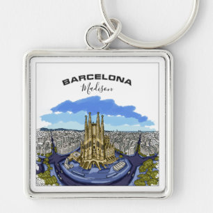 Porte-clés Barcelona Illustration custom name key chains