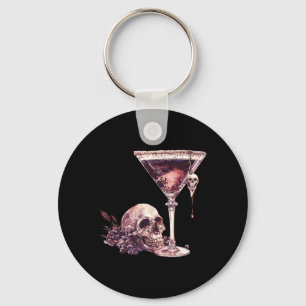 Porte-clés Barman Verre à Martini d'Halloween Crâne Mixologue