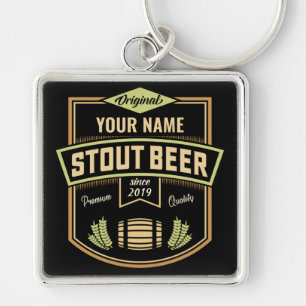 Porte-clés Barre Étiquette de brassage de bière foncée Stout 