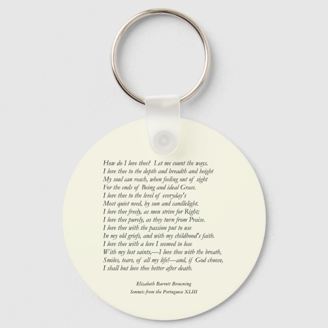 Porte-clés Barrett Browning - Sonnets du Portugais 43 (Recto)