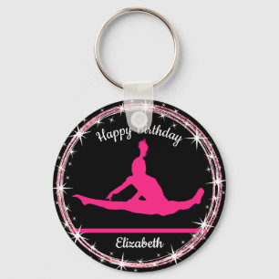 Porte-clés Bars de gymnastique Anniversaire en rose et noir