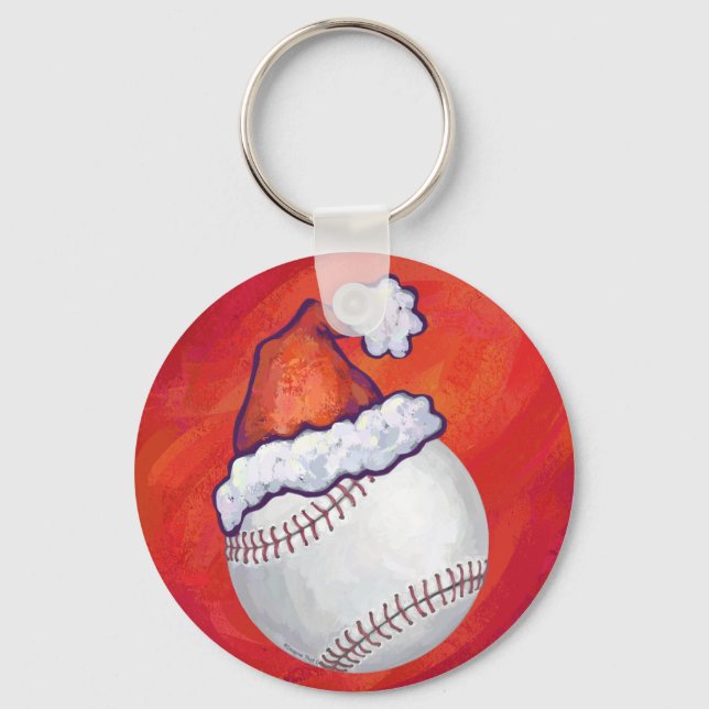 Porte-clés Baseball avec Santa Hat sur Rouge (Recto)