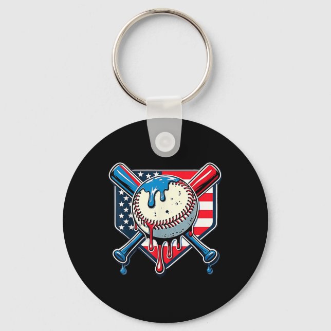 Porte-clés Baseball Drip Boy Ice Cream Patriotic American Fla (Recto)