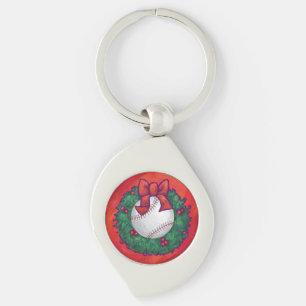 Porte-clés Baseball en couronne rouge