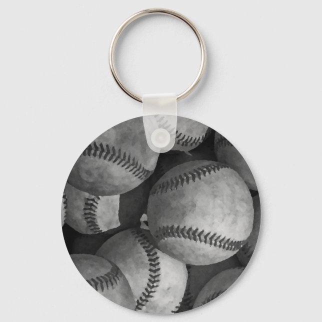 Porte-clés Baseball noir et blanc (Recto)